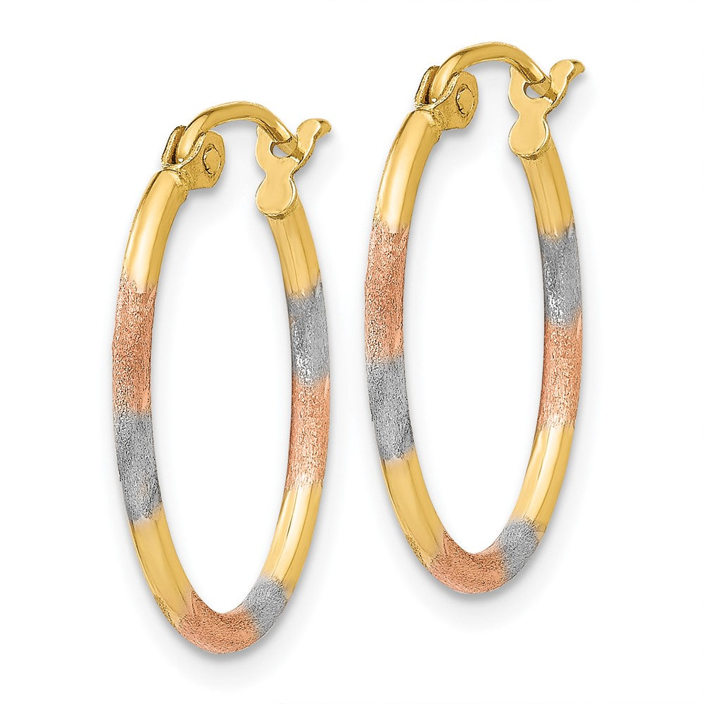 14k Yellow & Rhodium 16 mm  Diamond Cut Hoop Earrings (0.71 grams)
