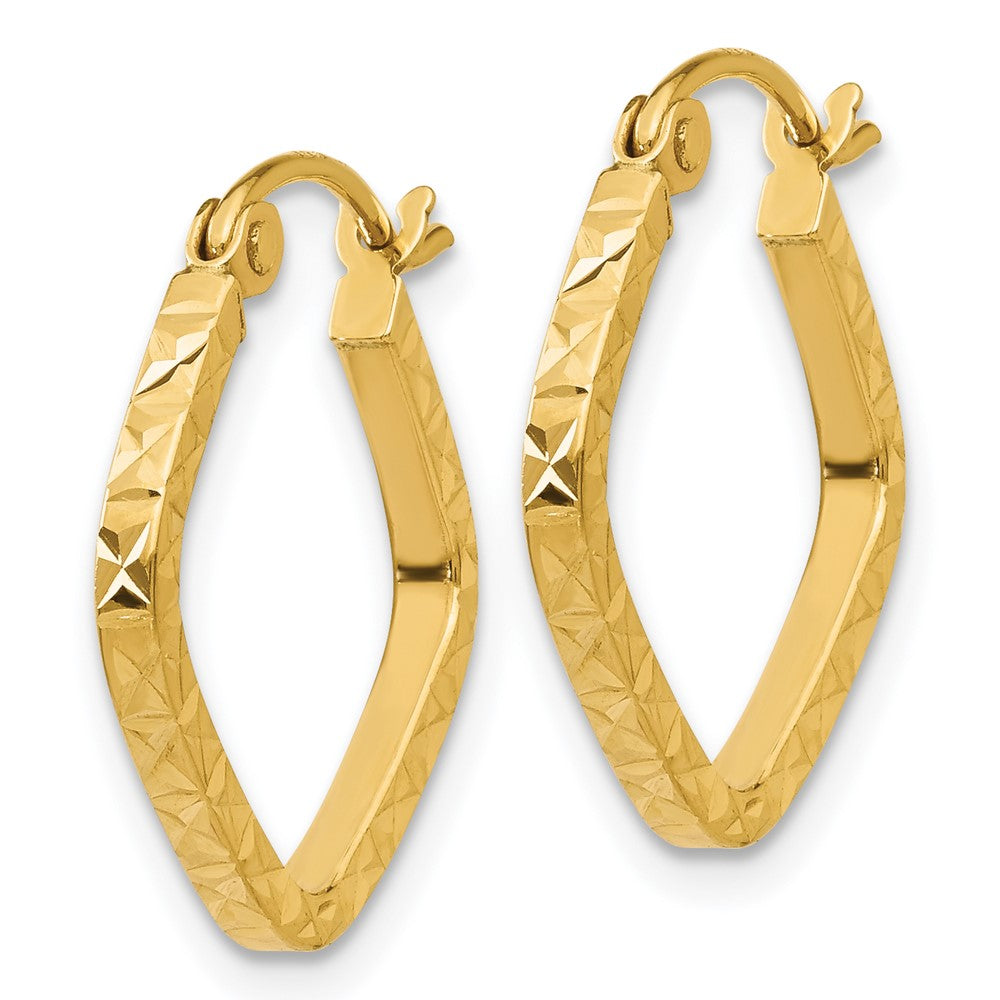 14k Yellow Gold 17 mm Diamond Cut Squared Hoop Earrings (0.97 grams)