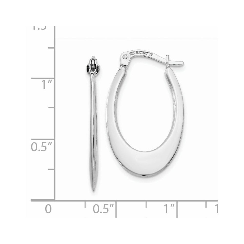 14k White Gold 15 mm Polished Hoop Earrings (1.47 grams)