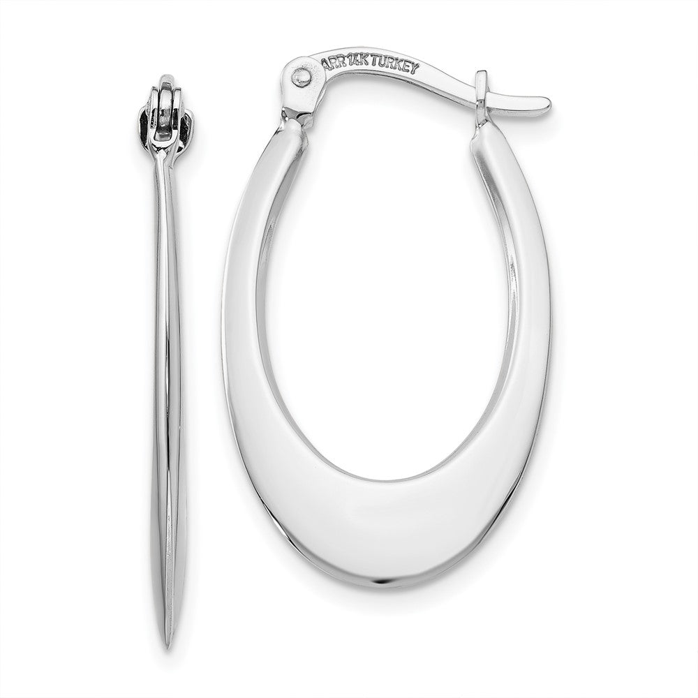 14k White Gold 15 mm Polished Hoop Earrings (1.47 grams)