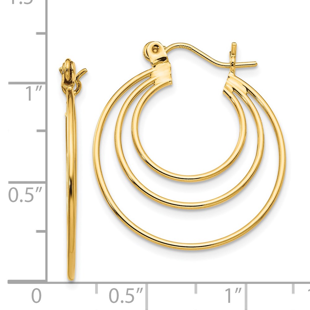 14k Yellow Gold 27 mm Polished Circles Hoop Earrings (1.87 grams)