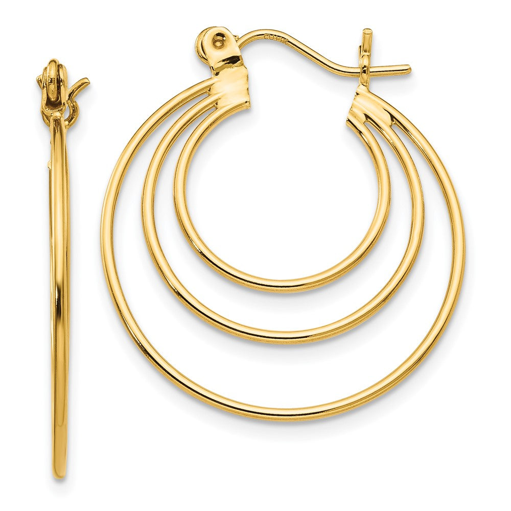 14k Yellow Gold 27 mm Polished Circles Hoop Earrings (1.87 grams)