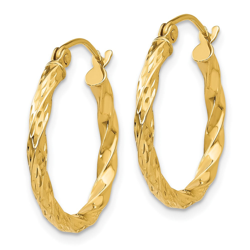 14k Yellow Gold 20 mm Twist Hollow Hoop Earrings (1.08 grams)