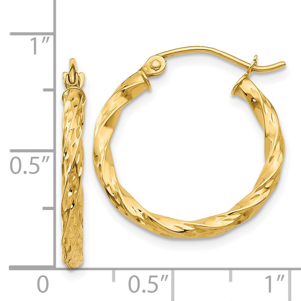 14k Yellow Gold 20 mm Twist Hollow Hoop Earrings (1.08 grams)