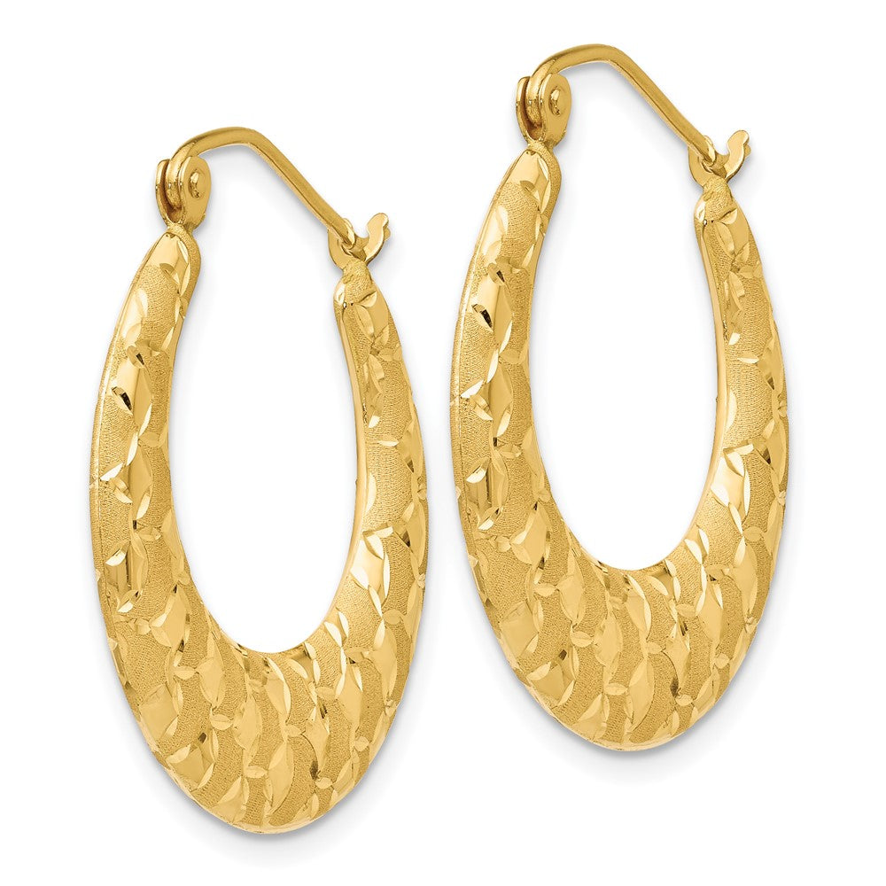 14k Yellow Gold 25 mm Laser Cut Patterned Hoop Earrings (1.89 grams)