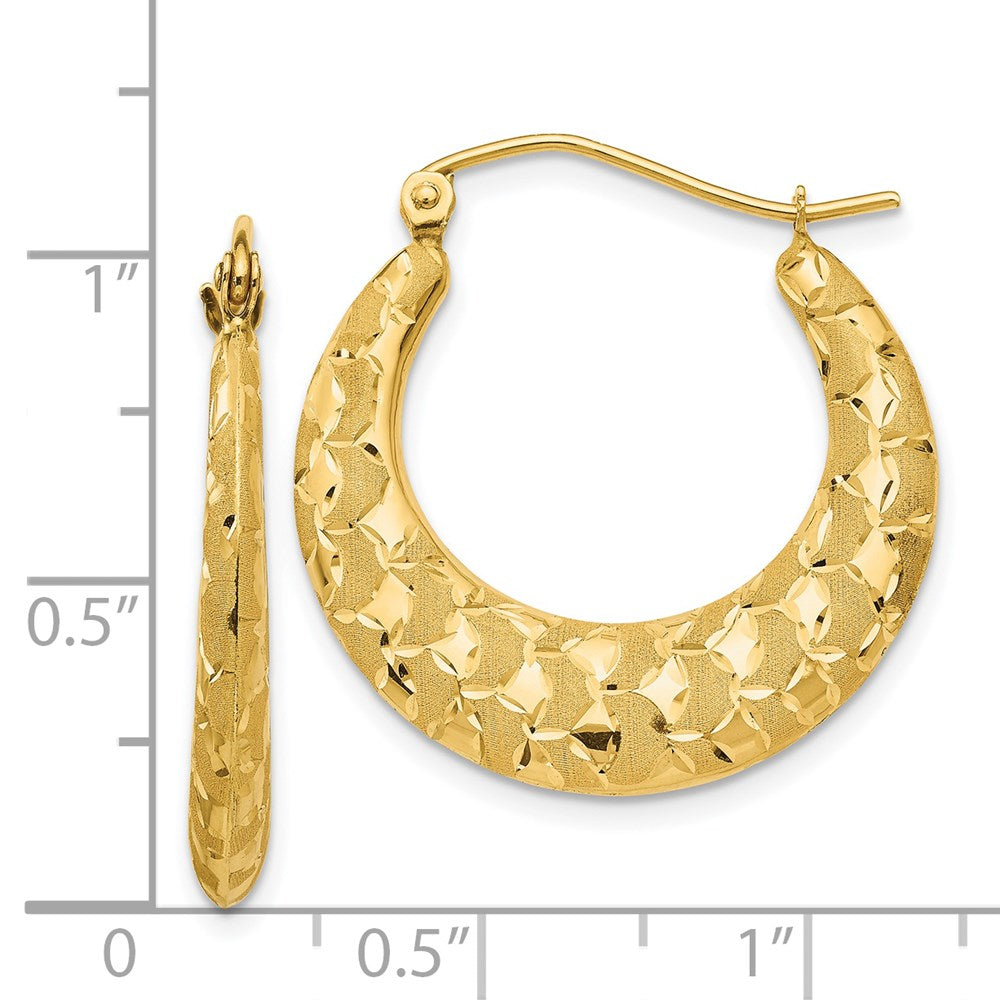 14k Yellow Gold 25 mm Laser Cut Patterned Hoop Earrings (1.89 grams)