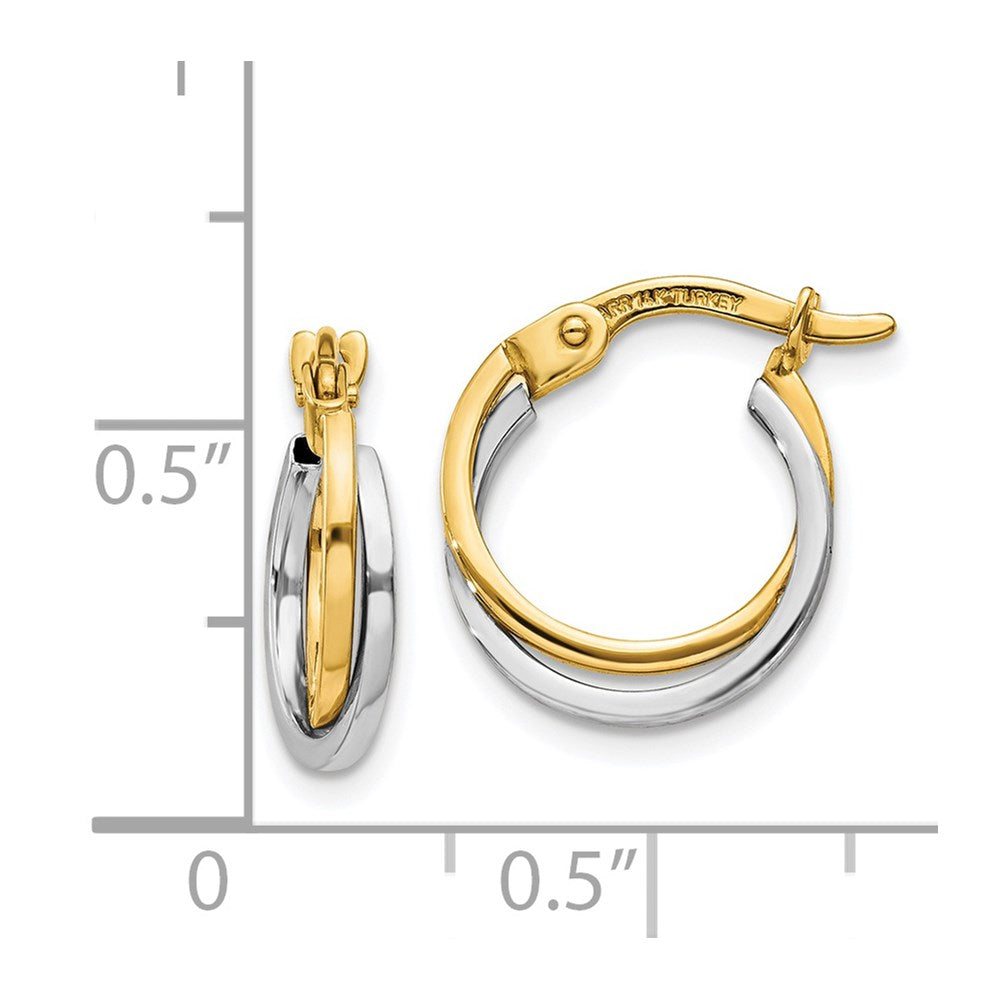 14k Two-tone 12 mm Polished Hollow Hoop Earrings (0.98 grams)