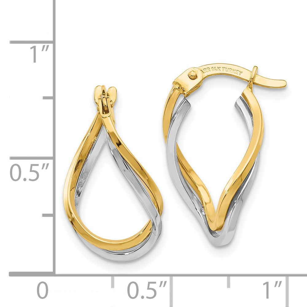 14k Two-tone 11 mm Twisted Hoop Earrings (1.35 grams)