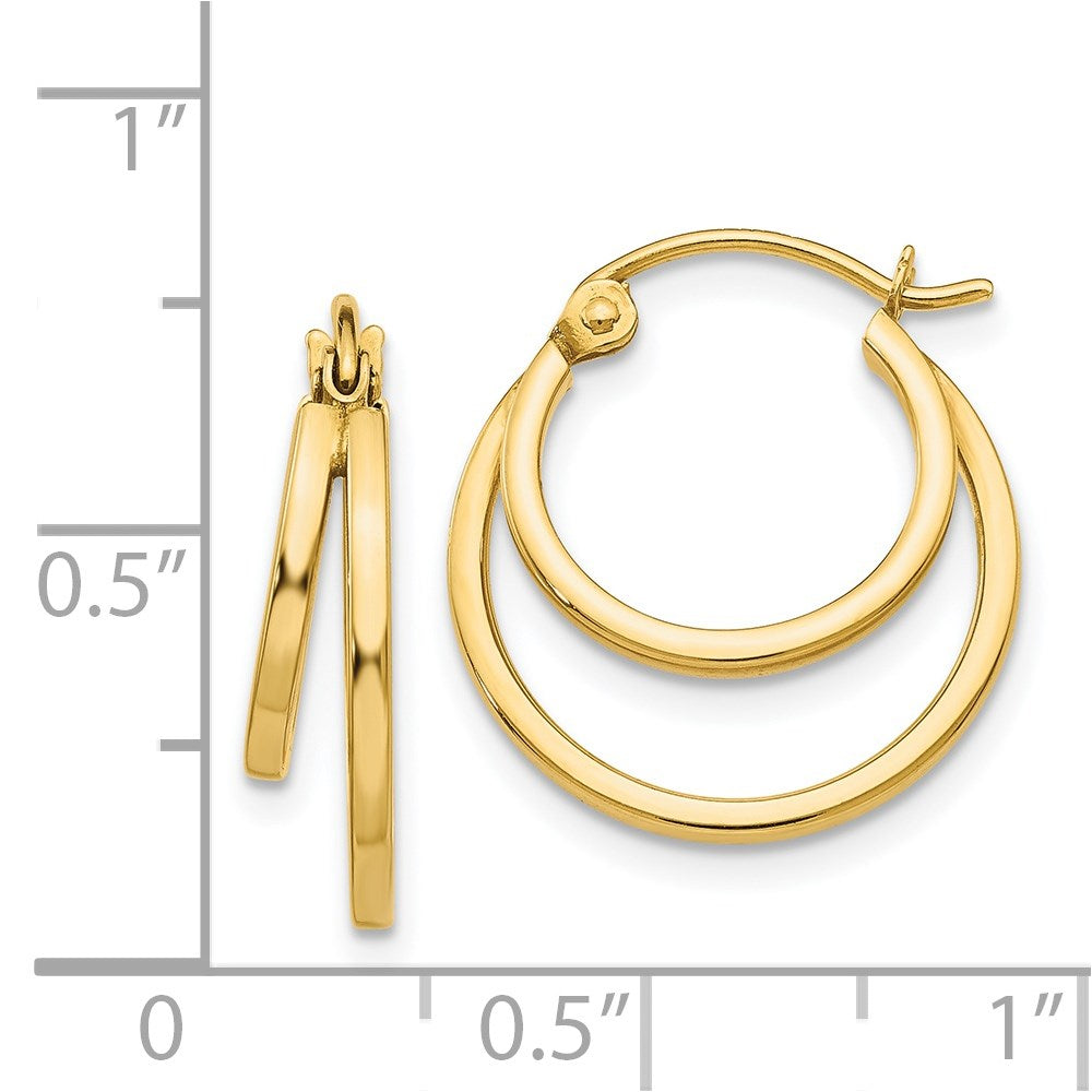 14k Yellow Gold 17 mm Double Hoop Earrings (1.23 grams)