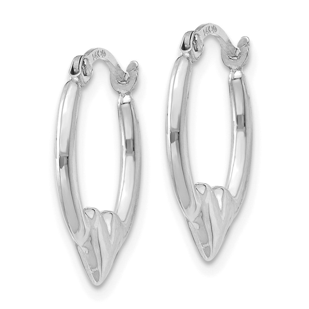 14k White Gold 13.7 mm Heart Hoop Earrings (0.49 grams)