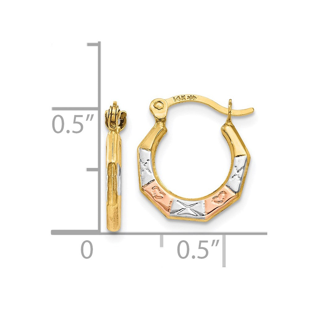 14k Yellow & Rhodium 11 mm  Hoop Earrings (0.4 grams)