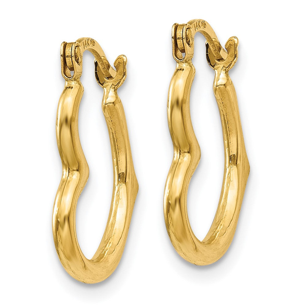 14k Yellow Gold 13 mm Heart Shaped Hollow Hoop Earrings (0.44 grams)