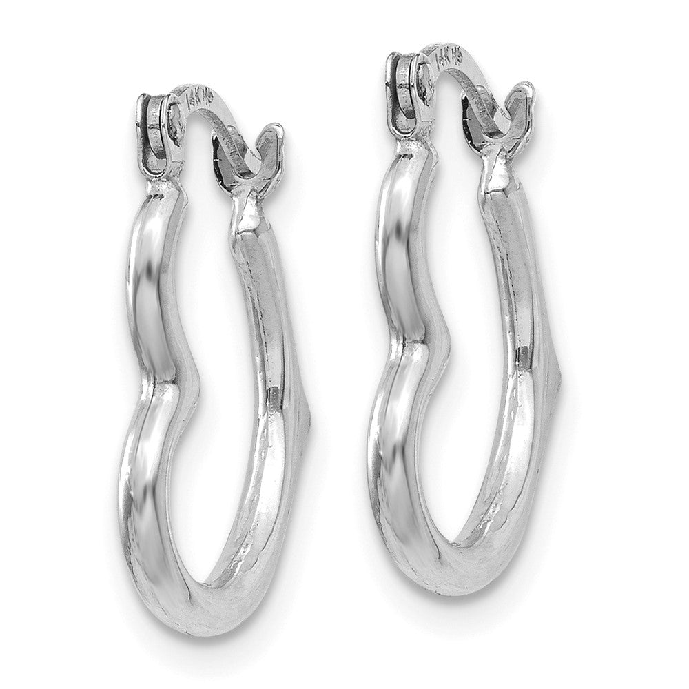 14k White Gold 13.09 mm  Heart Shaped Hollow Hoop Earrings (0.45 grams)