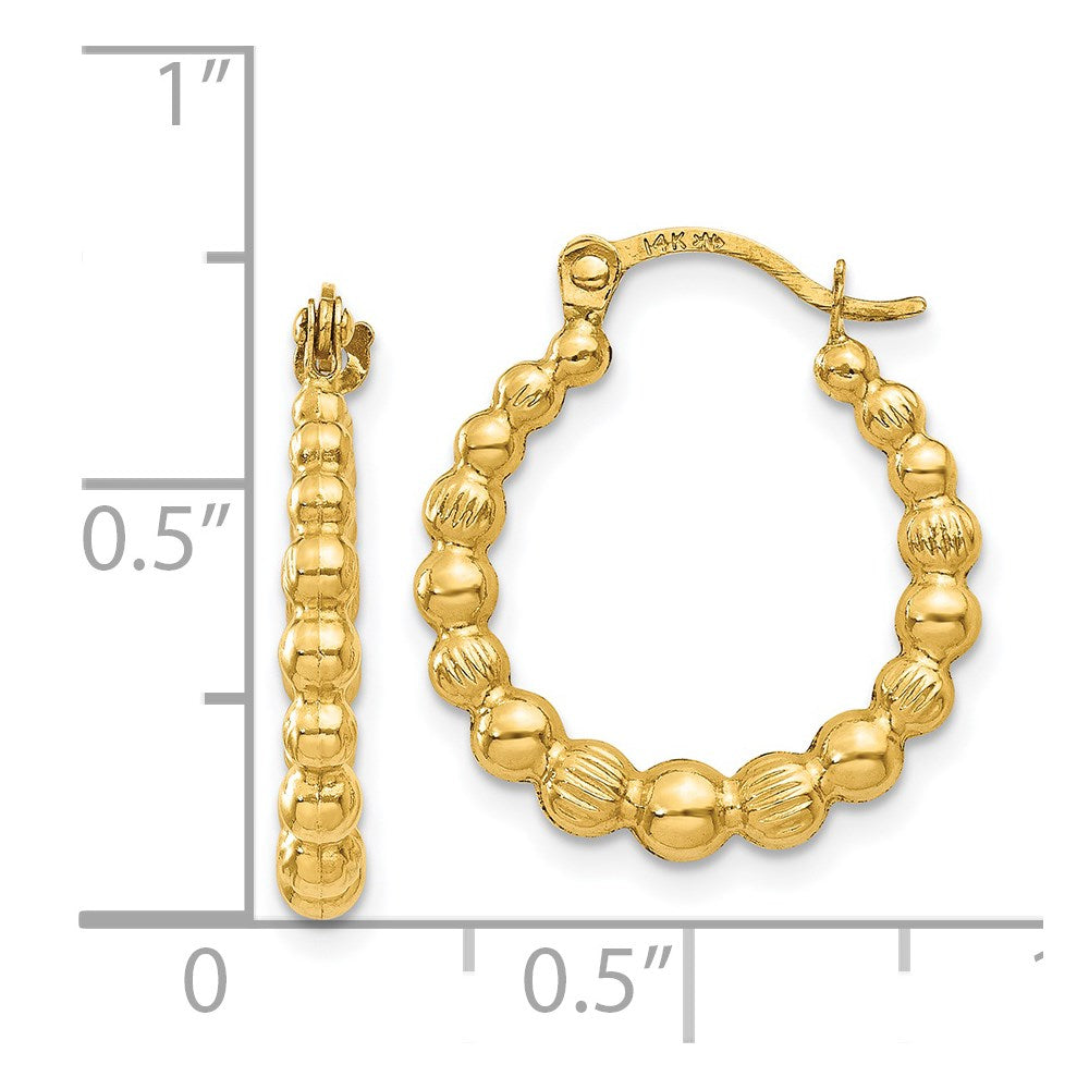 14k Yellow Gold 16 mm Beaded Hoop Earrings (0.61 grams)