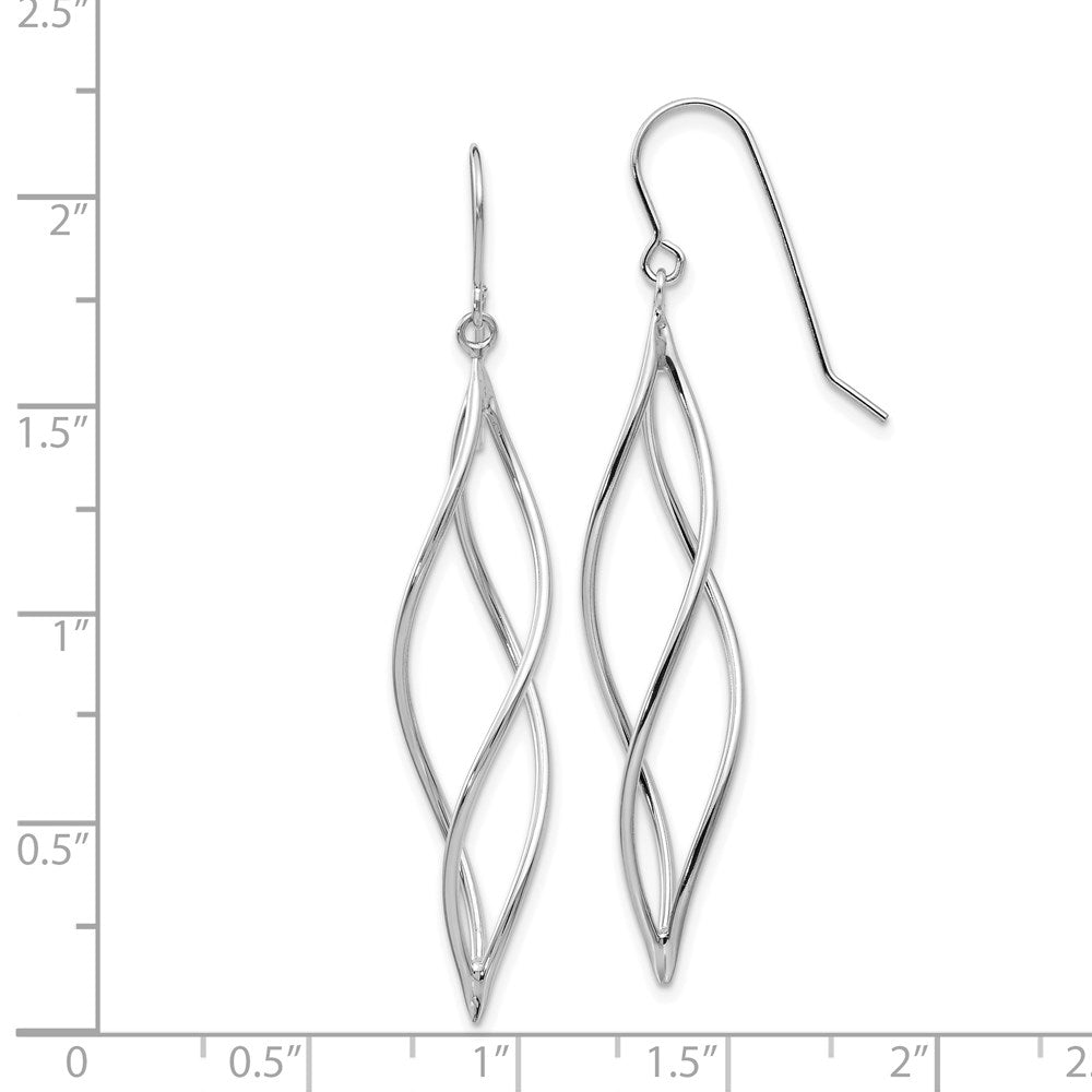 14k White Gold 10 mm Polished Long Twisted Dangle Earrings (1.79 grams)