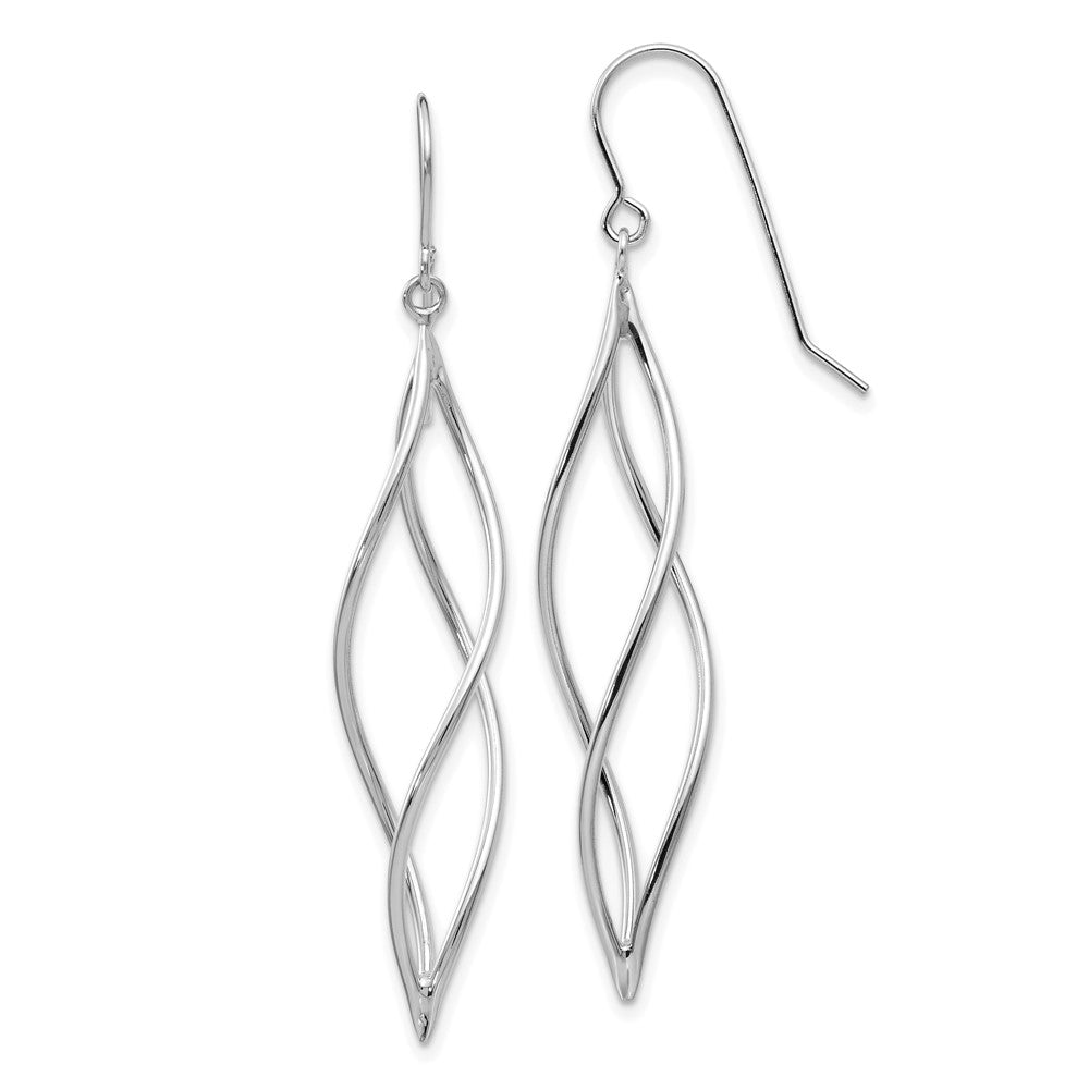 14k White Gold 10 mm Polished Long Twisted Dangle Earrings (1.79 grams)