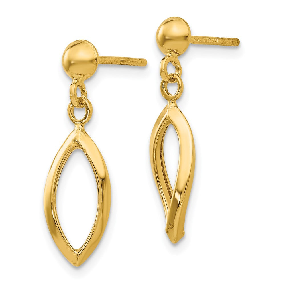 14k Yellow Gold 6 mm Post Dangle Earrings (1.1 grams)