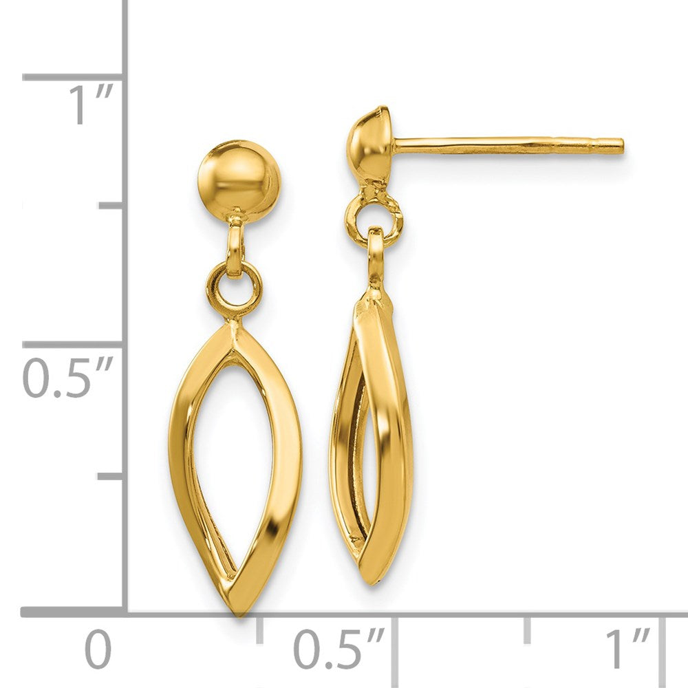 14k Yellow Gold 6 mm Post Dangle Earrings (1.1 grams)