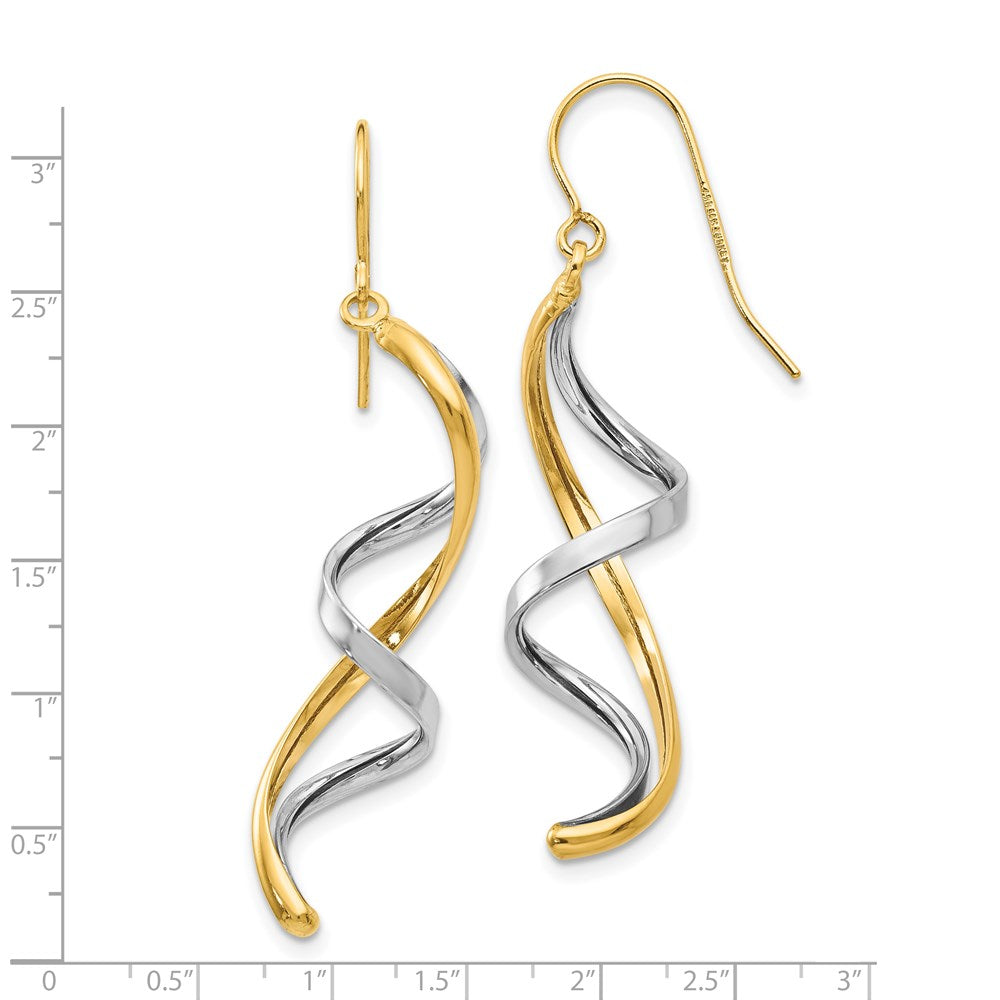 14k Two-tone 9 mm Polished Fancy Dangle Earrings (1.65 grams)