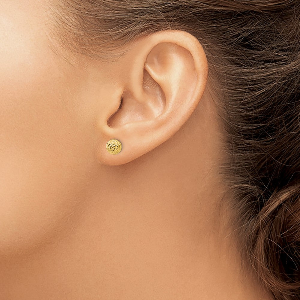 14k Yellow Gold 6 mm Diamond Cut Ball Post Earrings (0.7 grams)