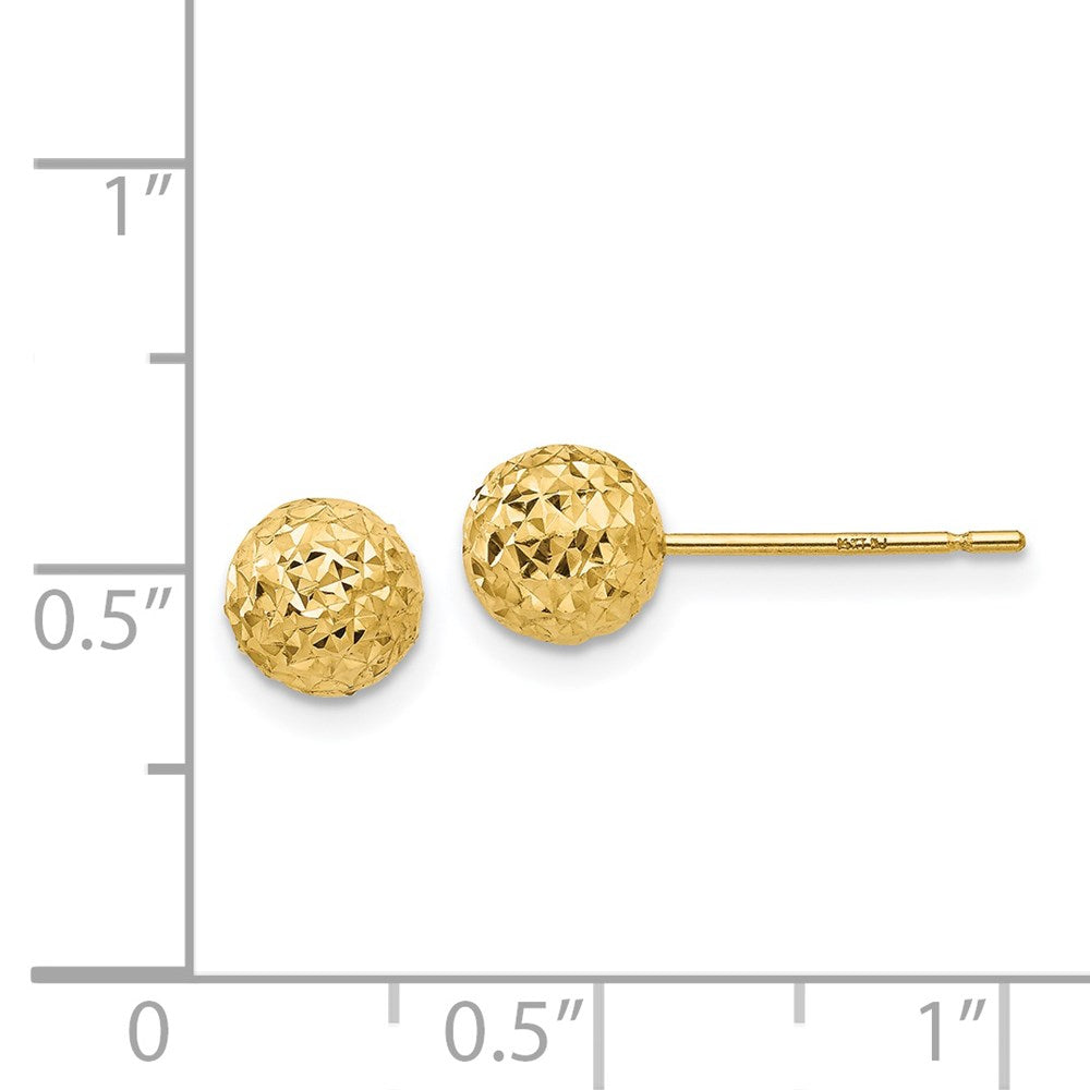 14k Yellow Gold 6 mm Diamond Cut Ball Post Earrings (0.7 grams)