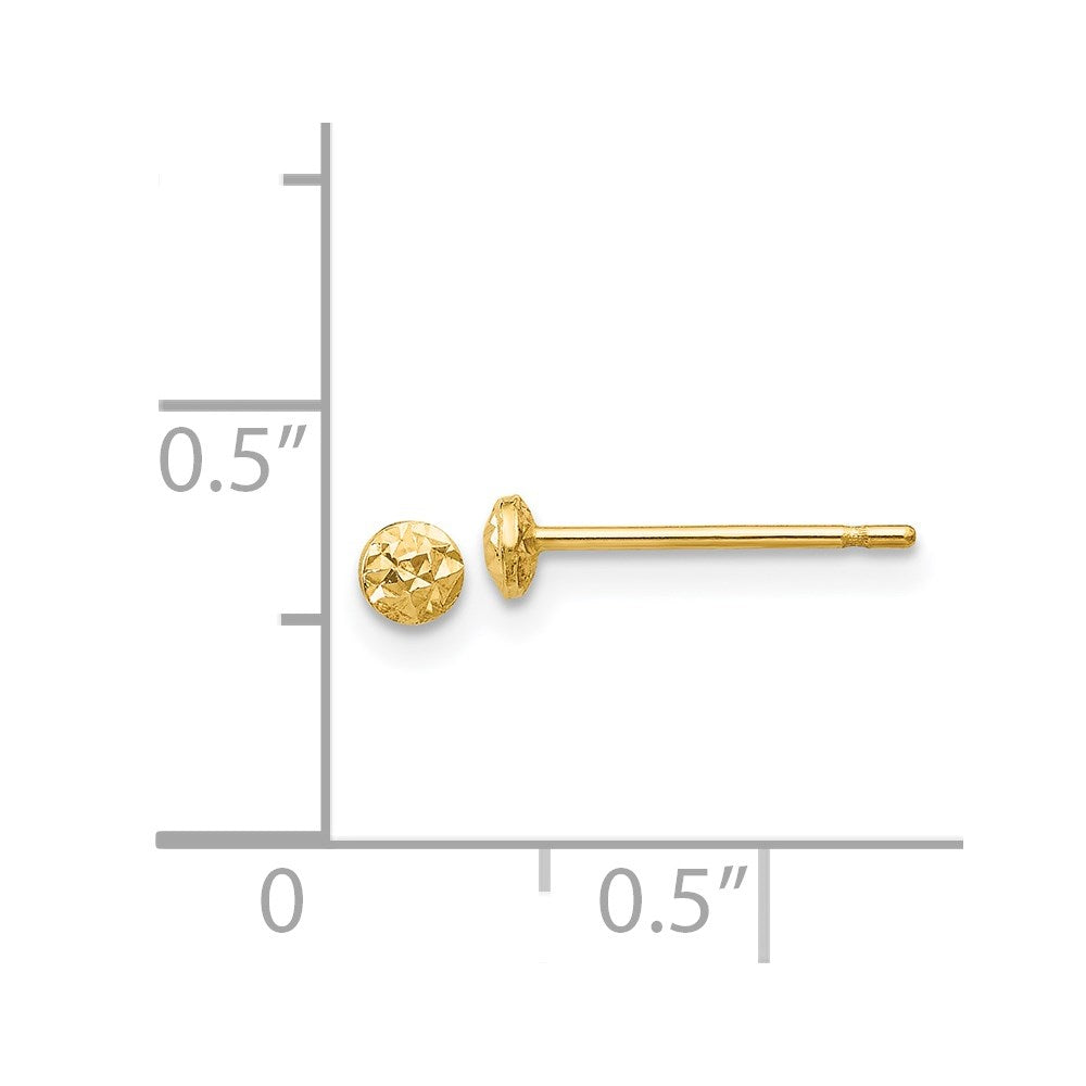14k Yellow Gold 3 mm Puff Circle Post Earrings (0.37 grams)