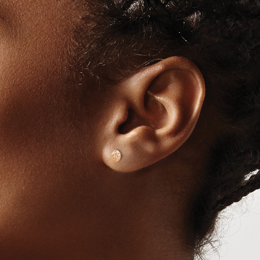 14k Rose Gold 5 mm Puff Circle Stud Earrings (0.55 grams)