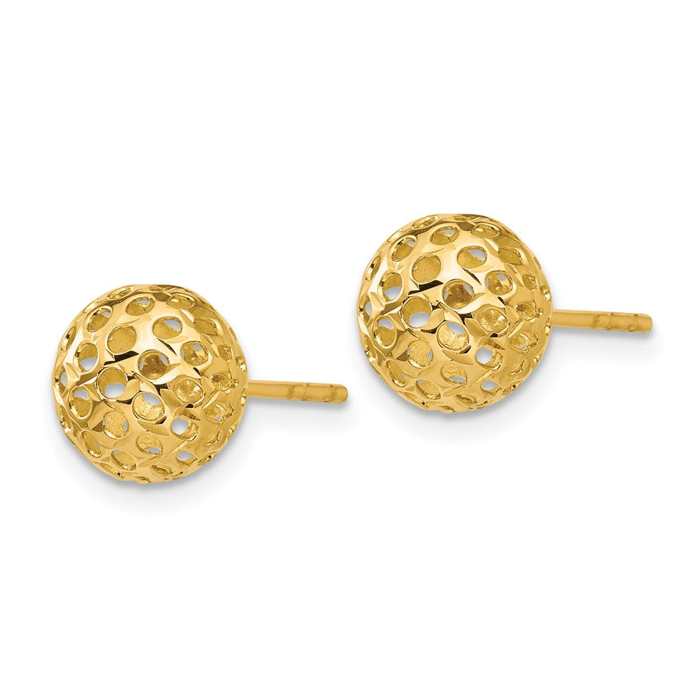 14k Yellow Gold 8 mm Diamond Cut Bead Post Earrings (1.04 grams)