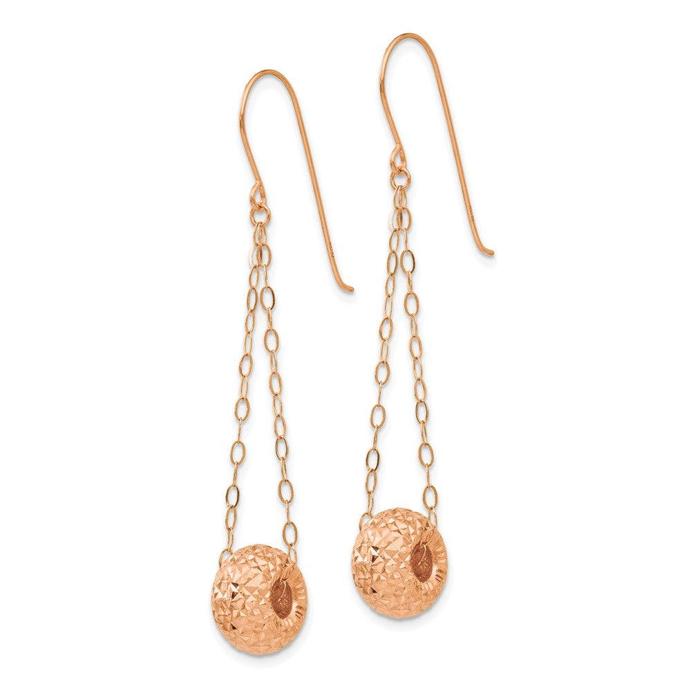 14k Rose Gold 8 mm Rose Gold Chain w/Diamond-cut Puff Donut Bead Earrings (1.12 grams)