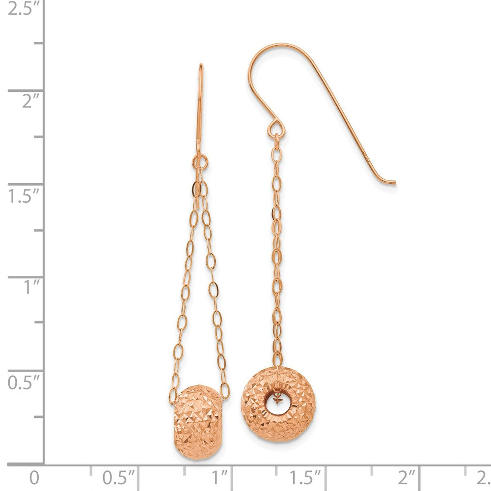 14k Rose Gold 8 mm Rose Gold Chain w/Diamond-cut Puff Donut Bead Earrings (1.12 grams)