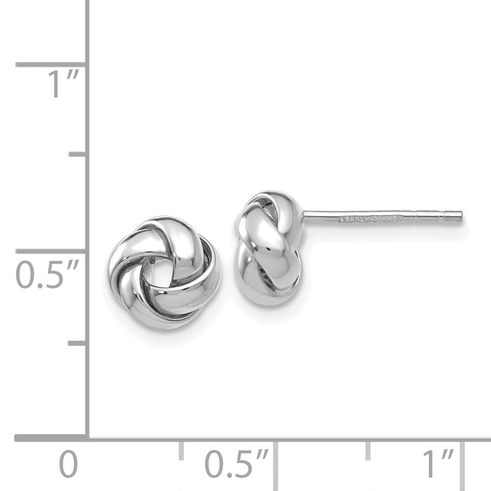 14k White Gold 8 mm Polished Knot Post Earrings (1.23 grams)