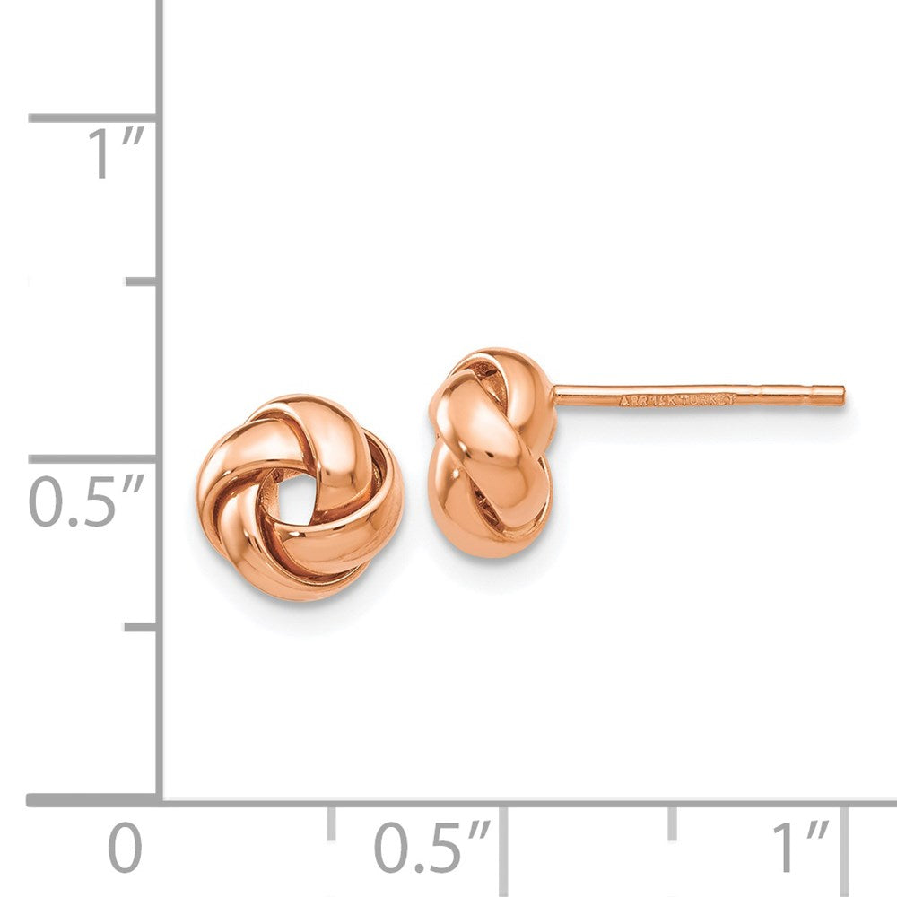 14k Rose Gold 8 mm Polished Love Knot Post Earrings (1.21 grams)