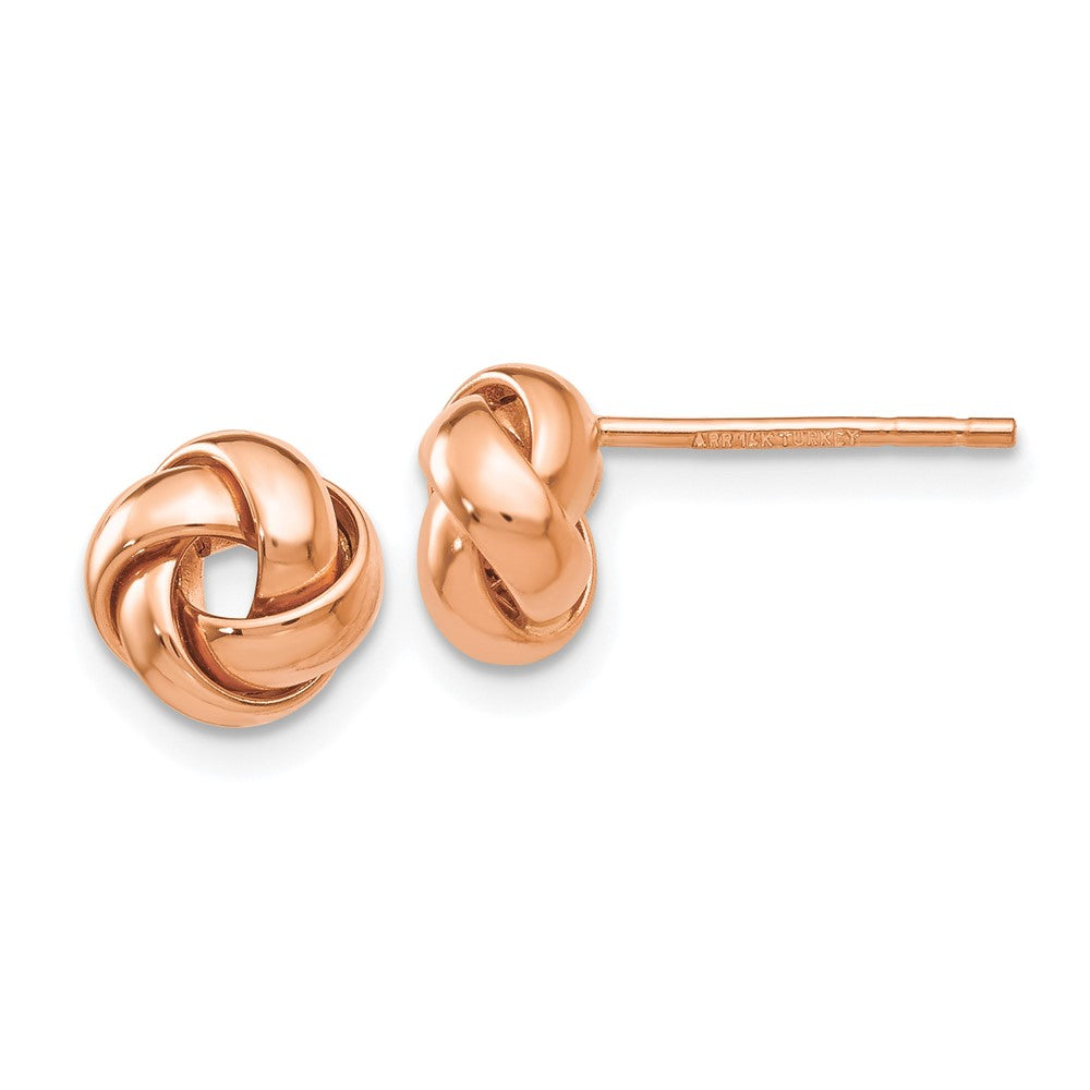 14k Rose Gold 8 mm Polished Love Knot Post Earrings (1.21 grams)