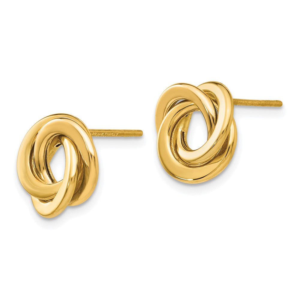 14k Yellow Gold 11 mm Polished Intertwined Circles Post Earrings