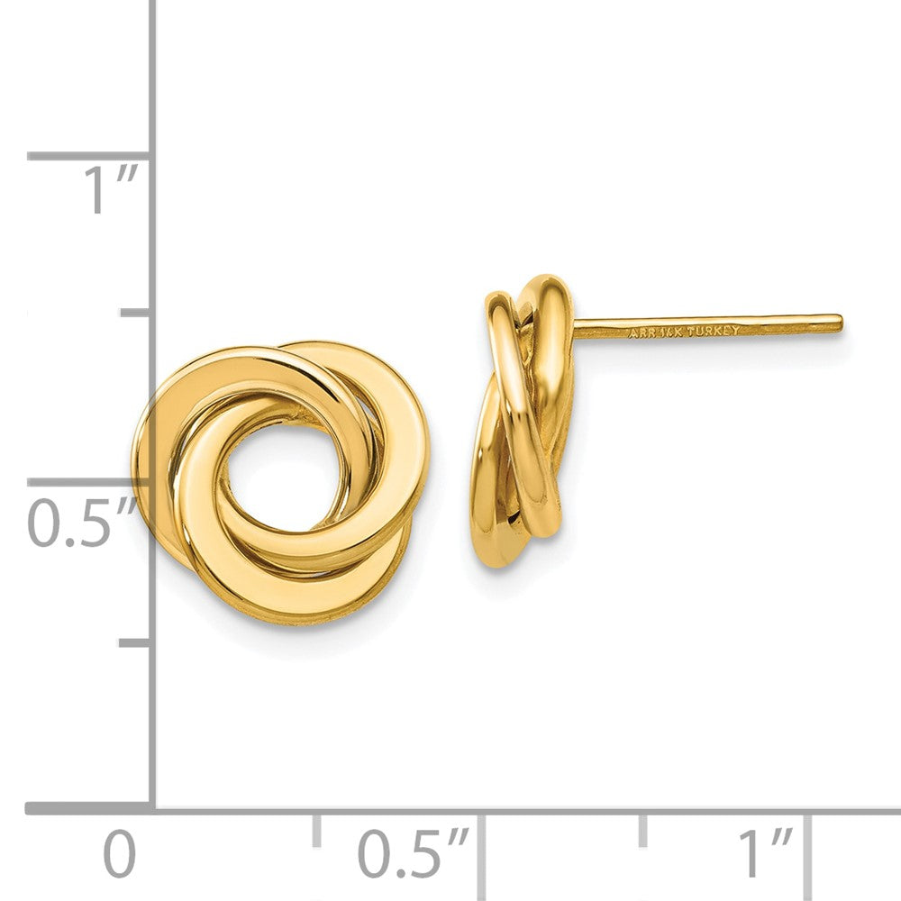 14k Yellow Gold 11 mm Polished Intertwined Circles Post Earrings (1.67 grams)