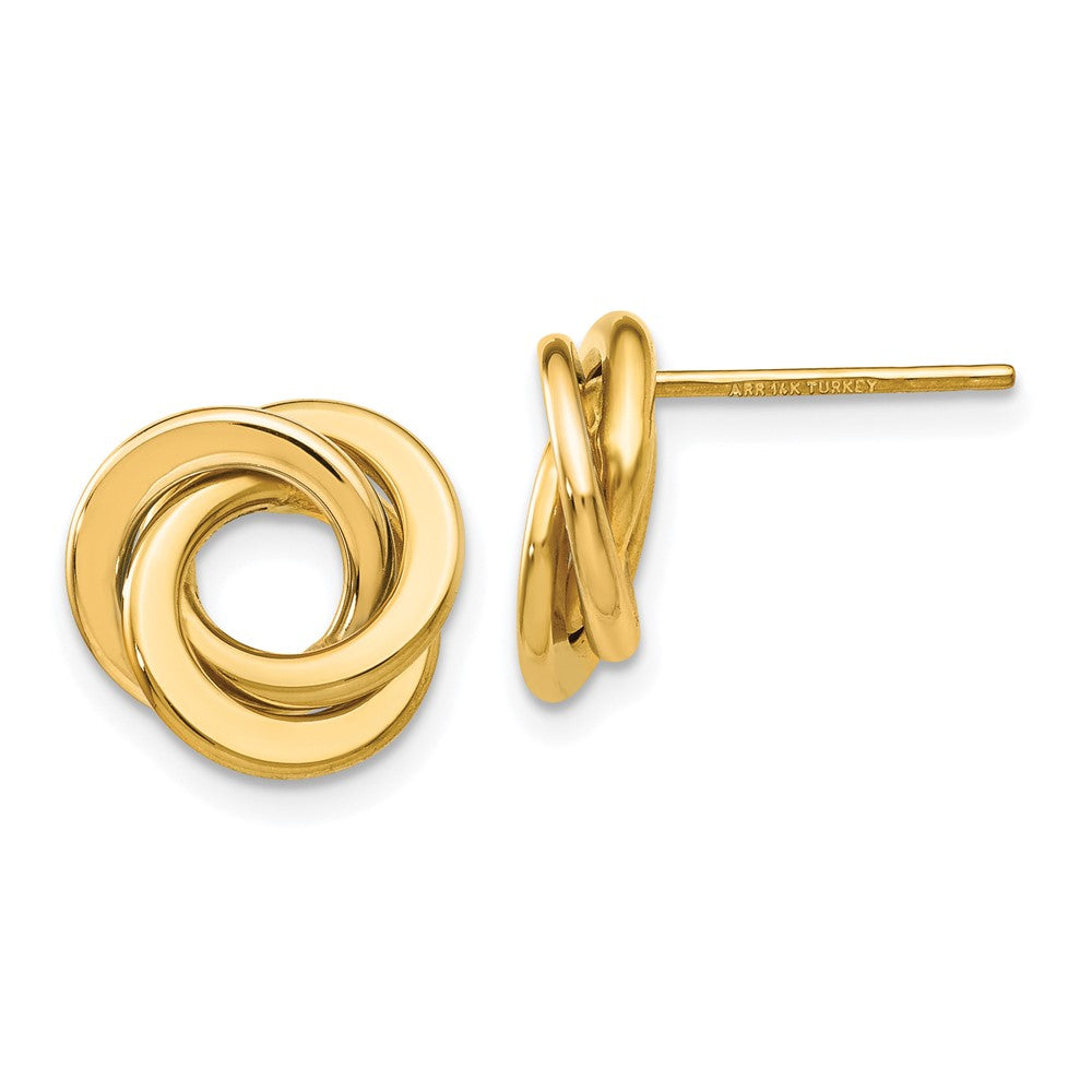 14k Yellow Gold 11 mm Polished Intertwined Circles Post Earrings (1.67 grams)