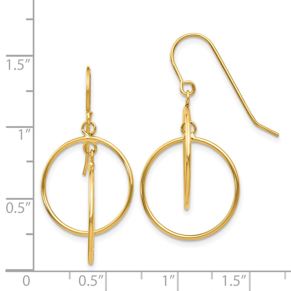 14k Yellow Gold 17 mm Polished Circles Dangle Earrings (1.54 grams)