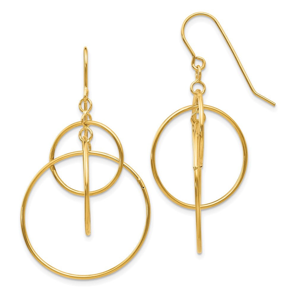 14k Yellow Gold 26 mm Polished Circles Dangle Earrings (1.88 grams)