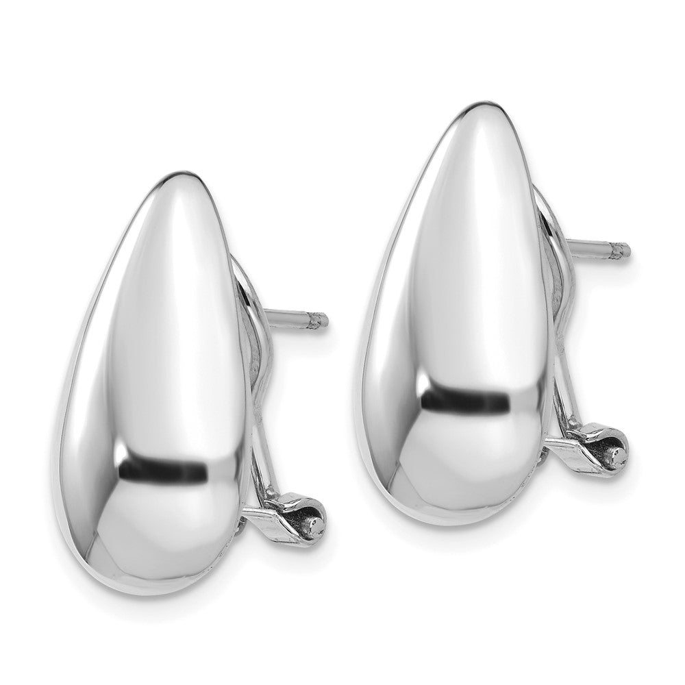 14k White Gold 10 mm Tear Drop Omega Back Earrings (3.54 grams)