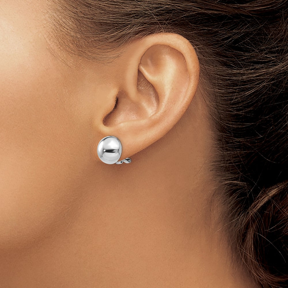 14k White Gold 12 mm Polished Non-pierced Back Earrings (3.47 grams)