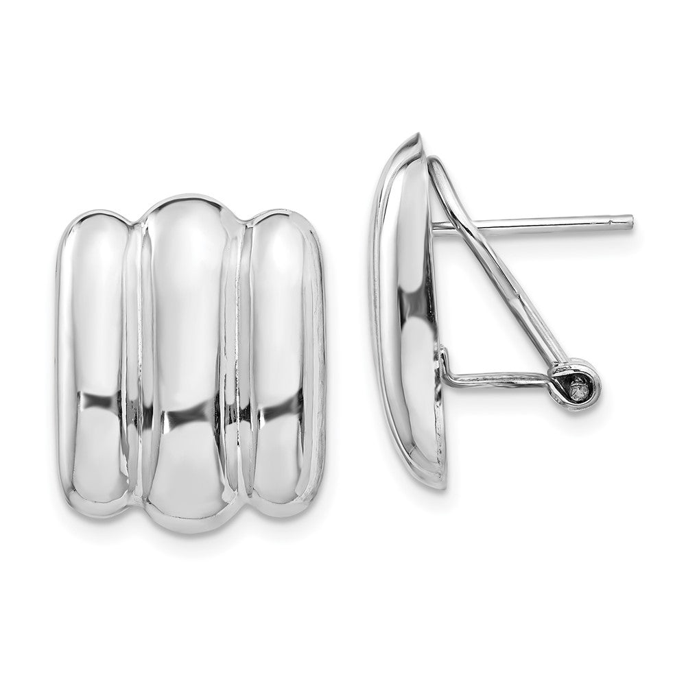 14k White Gold 14 mm Polished Fancy Omega Back Post Earrings (5.34 grams)