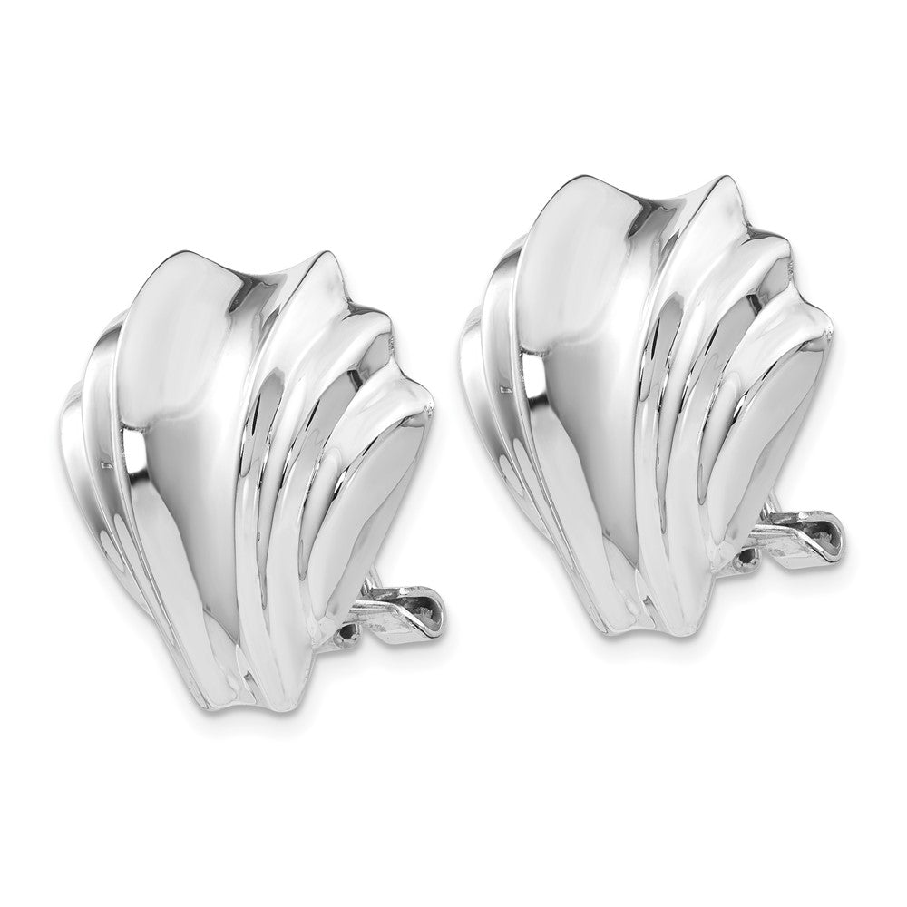 14k White Gold 21 mm Polished Fancy Omega Back Post Earrings (5.82 grams)