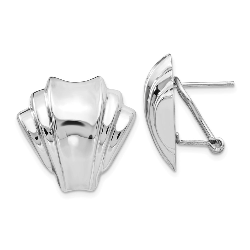 14k White Gold 21 mm Polished Fancy Omega Back Post Earrings (5.82 grams)