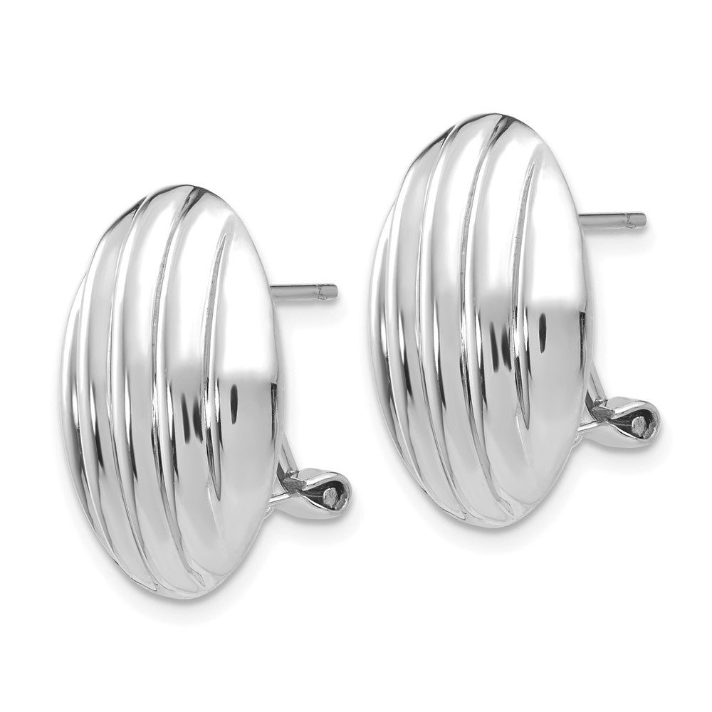 14k White Gold 18 mm Polished Fancy Omega Back Post Earrings (4.63 grams)