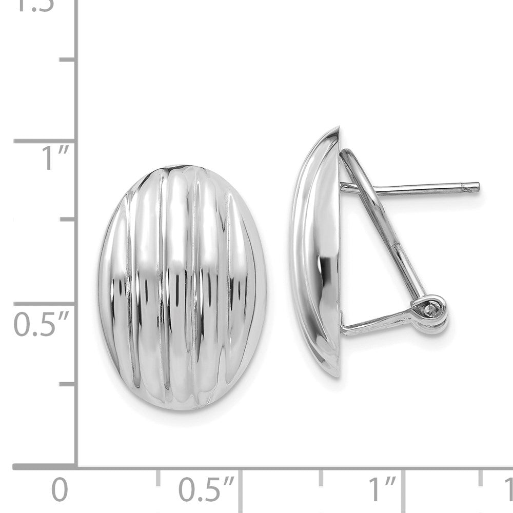 14k White Gold 18 mm Polished Fancy Omega Back Post Earrings (4.63 grams)