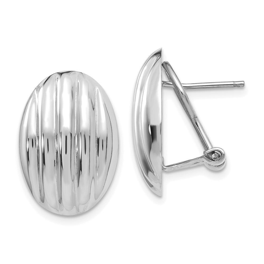 14k White Gold 18 mm Polished Fancy Omega Back Post Earrings (4.63 grams)