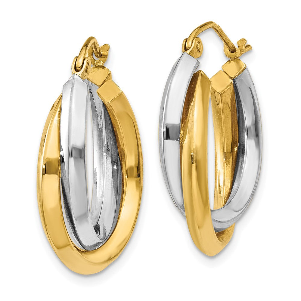 14k Two-tone 7 mm Polished Double Hoop Earrings (2.64 grams)