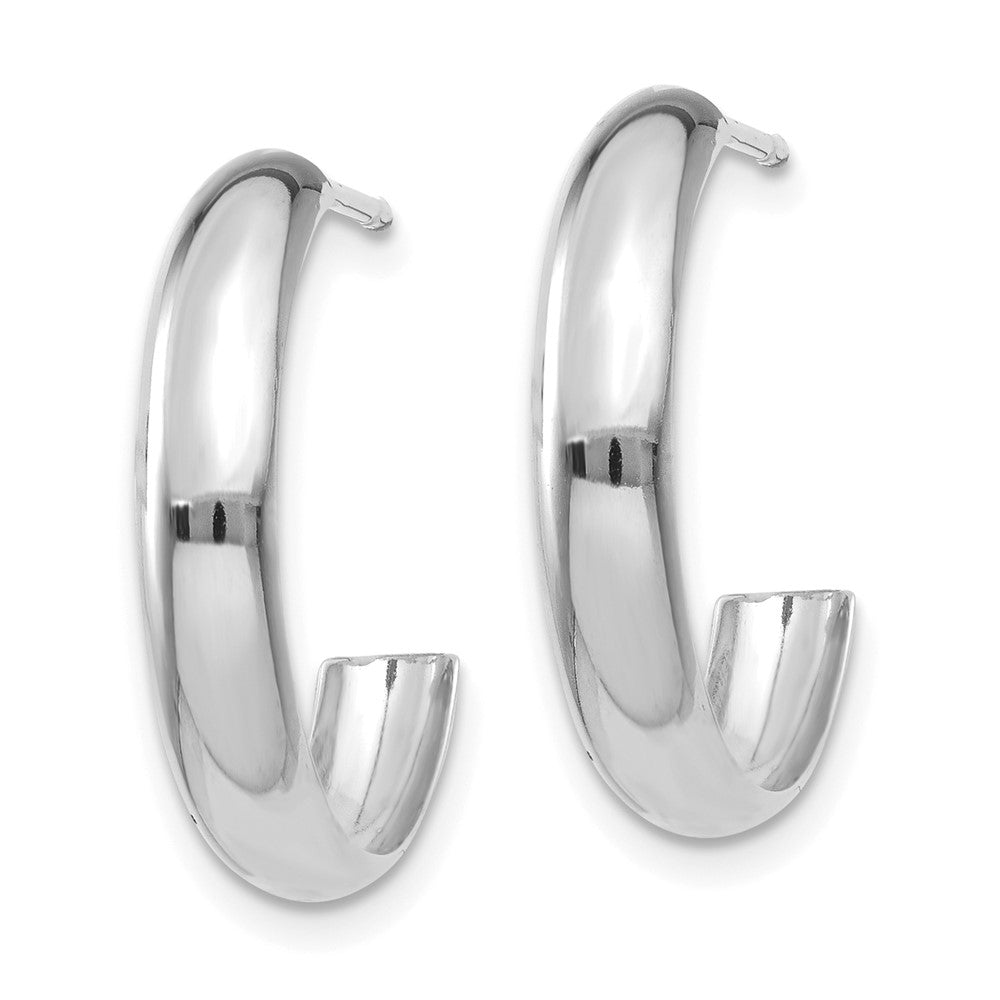 14k White Gold 3.5 mm J-Hoop Earrings (1.19 grams)