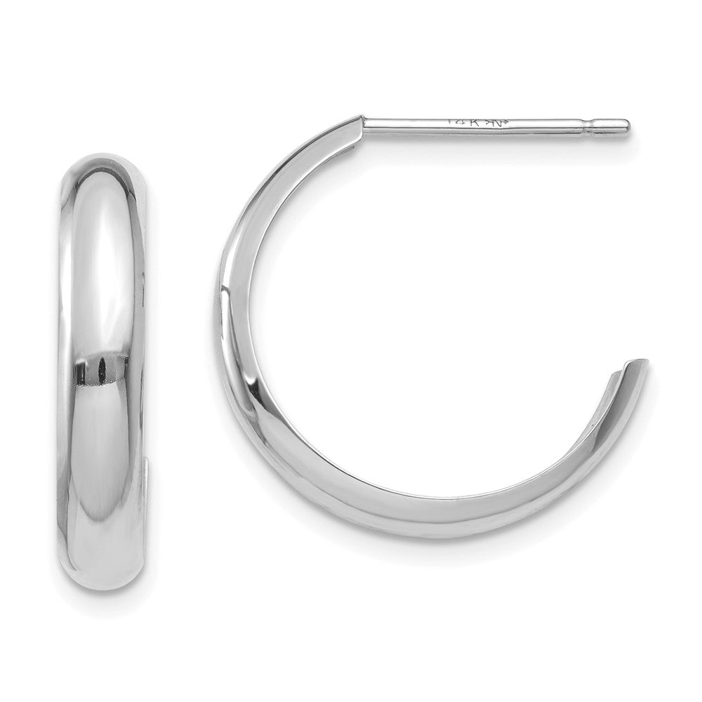 14k White Gold 3.5 mm J-Hoop Earrings (1.19 grams)