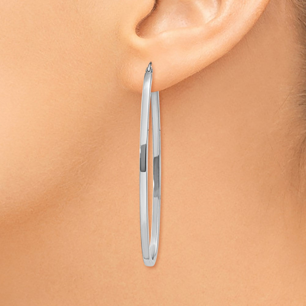 14k White Gold 21 mm Large Oval Hoop Earrings (3.53 grams)